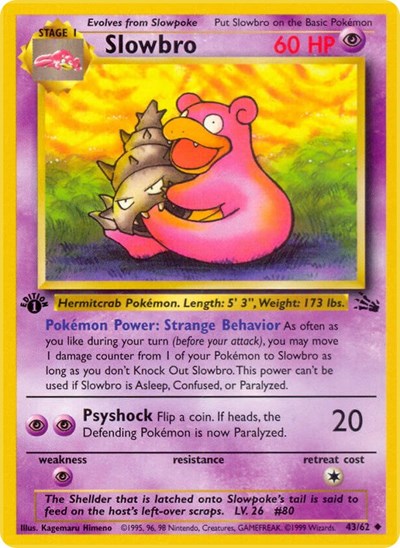 Slowbro (FO) #43/62 Uncommon Fossil Pokemon: 1999