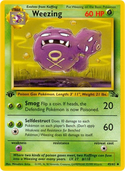 Weezing (FO) #45/62 Uncommon Fossil Pokemon: 1999