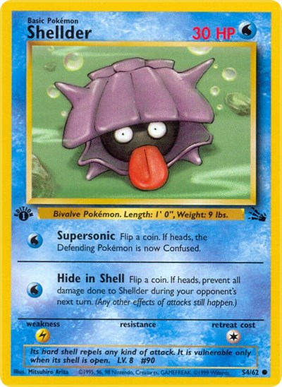 1999 Pokemon: Fossil (FO) - Shellder (#54/62, Common)