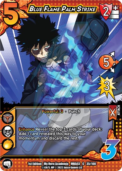 Blue Flame Palm Strike (MHA3) #35/108 Common (1st Edition Normal Lightly Played) UniVersus: My Hero Academia: Heroes Clash UniVersus: 2022