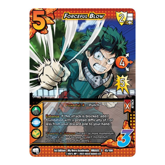 Forceful Blow (MHA3) #45/108 Common (1st Edition Normal Lightly Played) UniVersus: My Hero Academia: Heroes Clash UniVersus: 2022