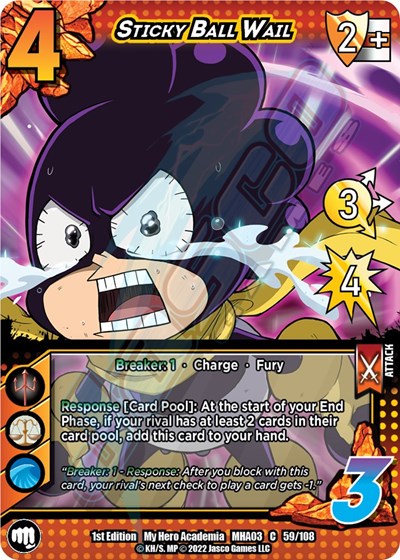Sticky Ball Wail (MHA3) #59/108 Common (1st Edition Normal Lightly Played) UniVersus: My Hero Academia: Heroes Clash UniVersus: 2022