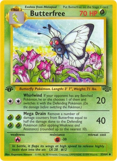 Butterfree (JU) #33/64 Uncommon Jungle Pokemon: 1999