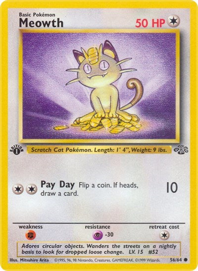 Meowth (JU) #56/64 Common Jungle Pokemon: 1999