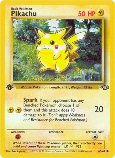 Pikachu (JU) #60/64 Common Jungle Pokemon: 1999