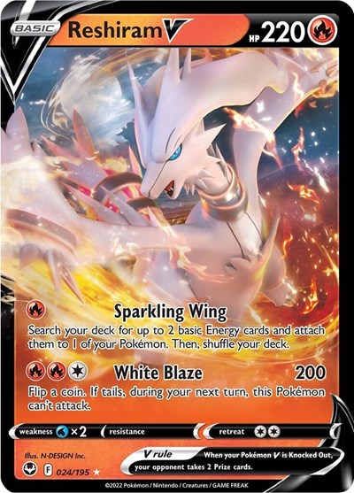 Reshiram V (SWSH12) #024/195 Ultra Rare (Holofoil Near Mint) SWSH12: Silver Tempest Pokemon: 2022
