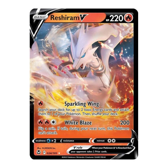 Reshiram V (SWSH12) #024/195 Ultra Rare (Holofoil Near Mint) SWSH12: Silver Tempest Pokemon: 2022