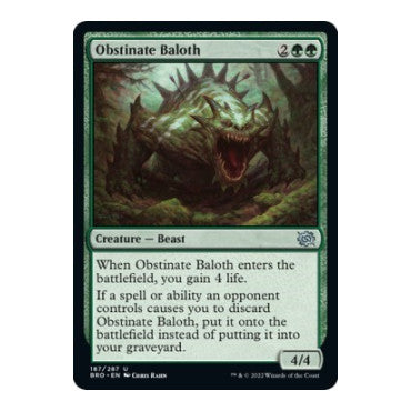 Obstinate Baloth (BRO) #187 Uncommon The Brothers' War Magic: The Gathering: 2022