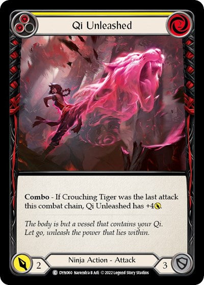 2022 Flesh & Blood TCG: Dynasty (DYN) - Qi Unleashed Yellow (#DYN060, Common) (Lightly Played)