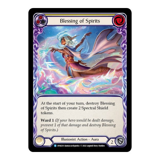 Blessing of Spirits (Yellow) (DYN) #DYN219 Rare (Lightly Played) Dynasty Flesh and Blood TCG: 2022
