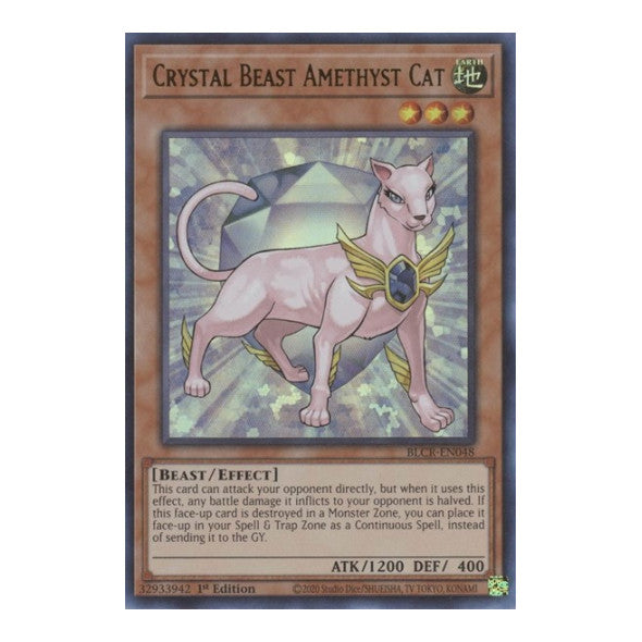 Crystal Beast Amethyst Cat (BLCR) #BLCR-EN048 Ultra Rare (1st Edition Near Mint) Battles of Legend: Crystal Revenge YuGiOh: 2022