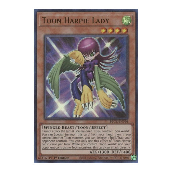 Toon Harpie Lady (BLCR) #BLCR-EN066 Ultra Rare (1st Edition Lightly Played) Battles of Legend: Crystal Revenge YuGiOh: 2022