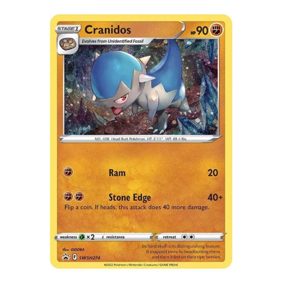 Cranidos - SWSH274 (SWSD) #SWSH274 Promo (Holofoil Damaged) SWSH: Sword & Shield Promo Cards Pokemon: 2019