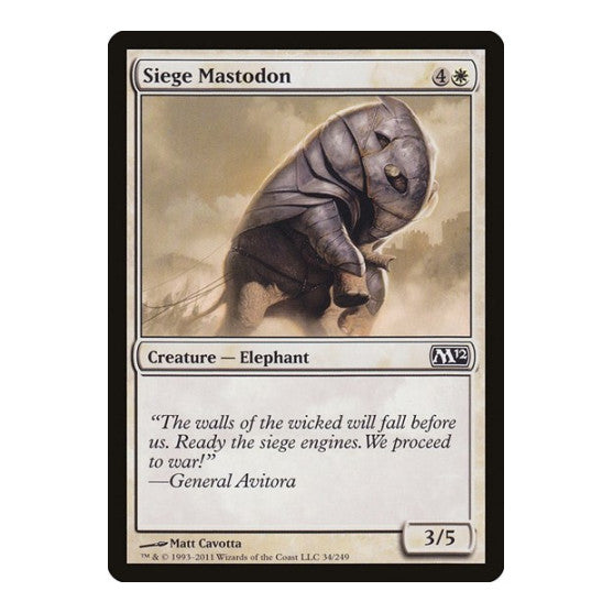 Siege Mastodon (M12) #34 Common (Lightly Played) Magic 2012 (M12) Magic: The Gathering: 2011