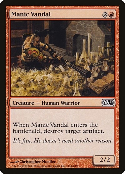 Manic Vandal (M12) #151 Common (Moderately Played) Magic 2012 (M12) Magic: The Gathering: 2011