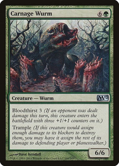 Carnage Wurm (M12) #168 Uncommon (Lightly Played) Magic 2012 (M12) Magic: The Gathering: 2011