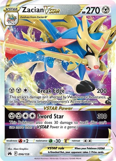 Zacian VSTAR (CRZ) #096/159 Ultra Rare (Holofoil Near Mint) SWSH: Crown Zenith Pokemon: 2023