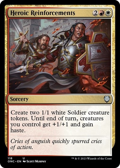 Heroic Reinforcements (ONC) #118 Uncommon (Lightly Played) Commander: Phyrexia: All Will Be One Magic: The Gathering: 2023