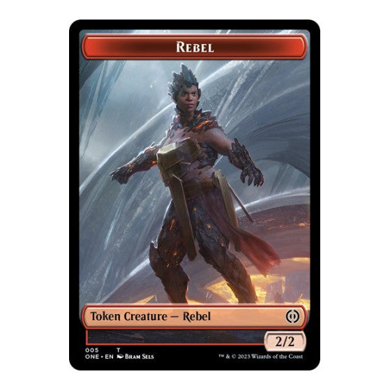 Rebel // Phyrexian Horror (004) Double-sided Token (ONE) #5 // 4 T (Foil Near Mint) Phyrexia: All Will Be One Magic: The Gathering: 2023