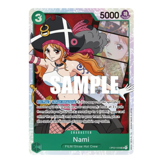 Nami (OP02) #OP02-036 Super Rare (Foil Near Mint) Paramount War One Piece Card Game: 2023