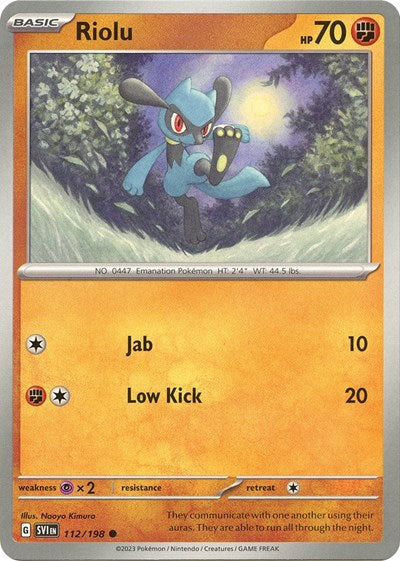 Riolu 112 198 (SVI) #112/198 Common (Reverse Holofoil Lightly Played) SV01: Scarlet & Violet Base Set Pokemon: 2023