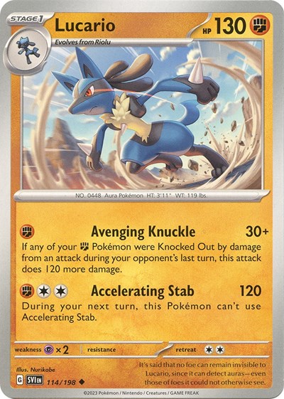 Lucario 114 198 (SVI) #114/198 Uncommon (Near Mint) SV01: Scarlet & Violet Base Set Pokemon: 2023