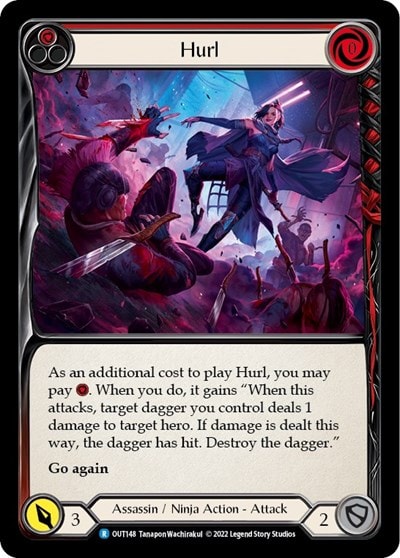 Hurl Red (OUT) #OUT148 Rare (Lightly Played) Outsiders Flesh and Blood TCG: 2023