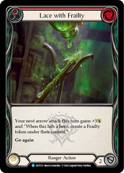 Lace with Frailty Red (OUT) #OUT113 Rare (Lightly Played) Outsiders Flesh and Blood TCG: 2023