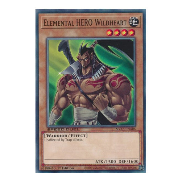 Elemental HERO Wildheart (SGX3) #SGX3-ENA06 Common (1st Edition Lightly Played) Speed Duel GX: Duelists of Shadows YuGiOh: 2023