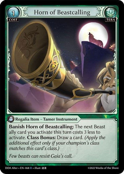 Horn of Beastcalling (DOA Alter) #068 Rare (Lightly Played) Dawn of Ashes Alter Edition Grand Archive TCG: 2023