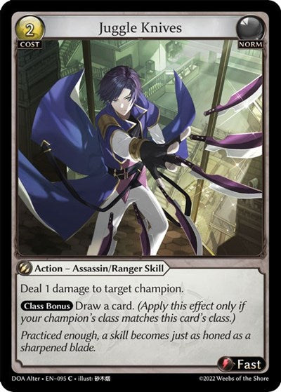 Juggle Knives (DOA Alter) #095 Common (Near Mint) Dawn of Ashes Alter Edition Grand Archive TCG: 2023