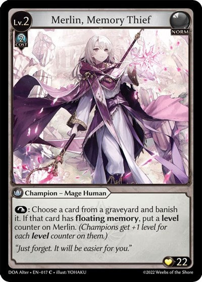 Merlin, Memory Thief (DOA Alter) #017 Common (Lightly Played) Dawn of Ashes Alter Edition Grand Archive TCG: 2023
