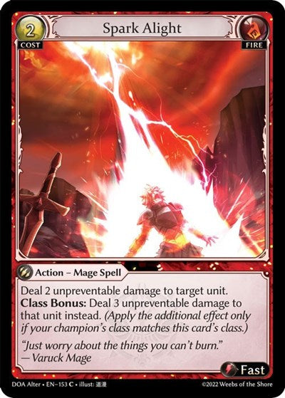 Spark Alight (DOA Alter) #153 Common (Lightly Played) Dawn of Ashes Alter Edition Grand Archive TCG: 2023