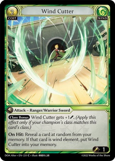 Wind Cutter (DOA Alter) #231 Common (Lightly Played) Dawn of Ashes Alter Edition Grand Archive TCG: 2023