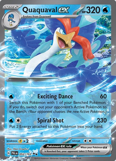 Quaquaval ex 052 193 (PAL) #052/193 Double Rare (Holofoil Heavily Played) SV02: Paldea Evolved Pokemon: 2023
