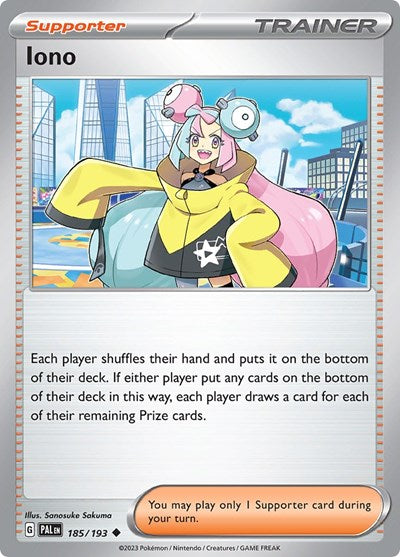 Iono 185 193 (PAL) #185/193 Uncommon (Reverse Holofoil Near Mint) SV02: Paldea Evolved Pokemon: 2023