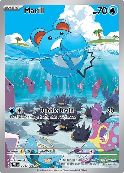 Marill 204 193 (PAL) #204/193 Illustration Rare (Holofoil Near Mint) SV02: Paldea Evolved Pokemon: 2023
