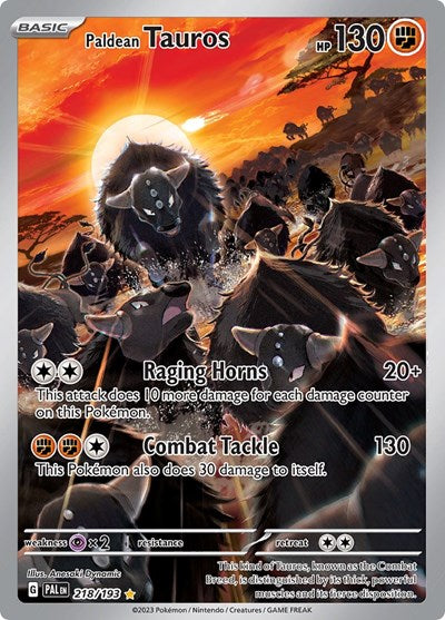 Paldean Tauros 218 193 (PAL) #218/193 Illustration Rare (Holofoil Near Mint) SV02: Paldea Evolved Pokemon: 2023