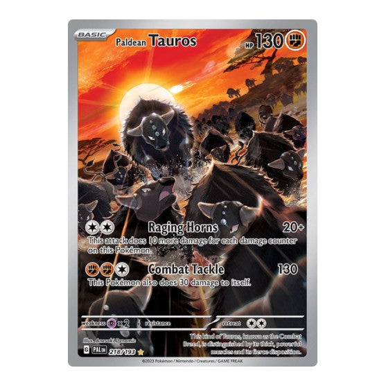 Paldean Tauros 218 193 (PAL) #218/193 Illustration Rare (Holofoil Near Mint) SV02: Paldea Evolved Pokemon: 2023