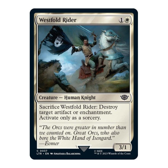 Westfold Rider (LTR) #37 Common (Lightly Played) Universes Beyond: The Lord of the Rings: Tales of Middle-earth Magic: The Gathering: 2023