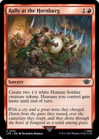 Rally at the Hornburg (LTR) #142 Common Universes Beyond: The Lord of the Rings: Tales of Middle-earth Magic: The Gathering: 2023