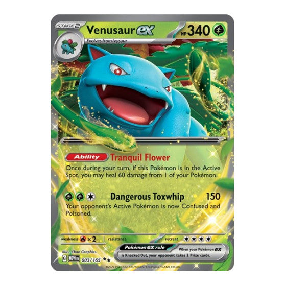 Venusaur ex - 003/165 (MEW) #003/165 Double Rare (Holofoil Lightly Played) SV: Scarlet & Violet 151 Pokemon: 2023