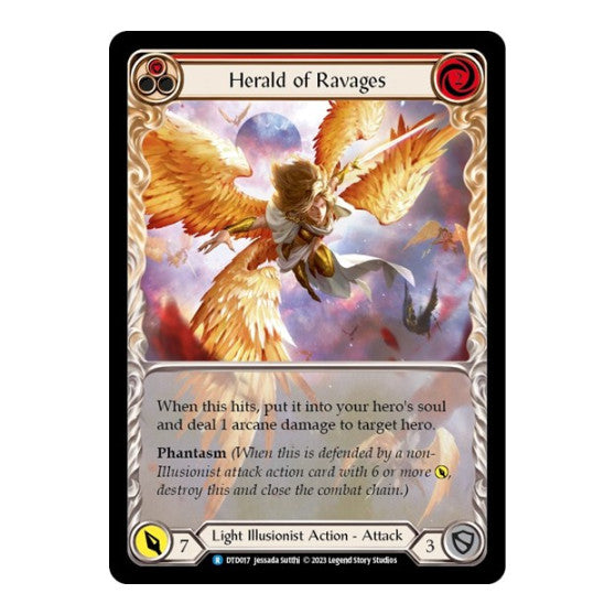 Herald of Ravages (Red) (DTD) #DTD017 Rare (Lightly Played) Dusk till Dawn Flesh and Blood TCG: 2023