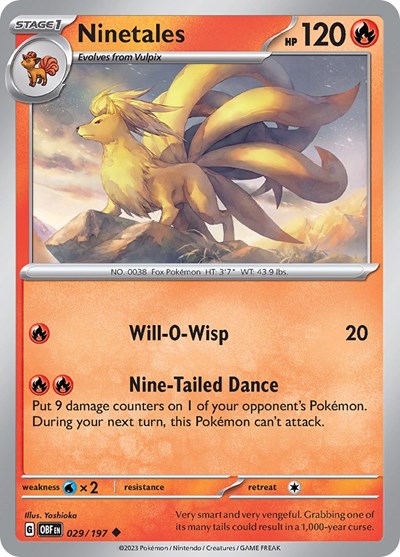 Ninetales (OBF) #029/197 Uncommon (Reverse Holofoil Lightly Played) SV03: Obsidian Flames Pokemon: 2023
