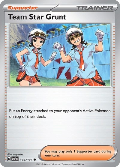Team Star Grunt (OBF) #195/197 Uncommon (Moderately Played) SV03: Obsidian Flames Pokemon: 2023