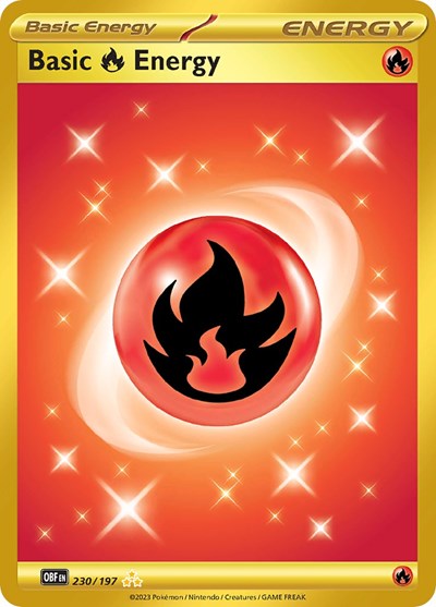 Basic Fire Energy 230 197 (OBF) #230/197 Hyper Rare (Holofoil Near Mint) SV03: Obsidian Flames Pokemon: 2023