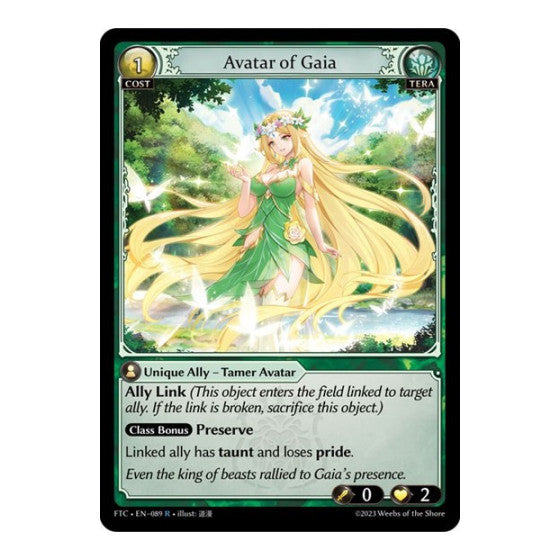 Avatar of Gaia (FTC) #089 Rare (Lightly Played) Fractured Crown Grand Archive TCG: 2023