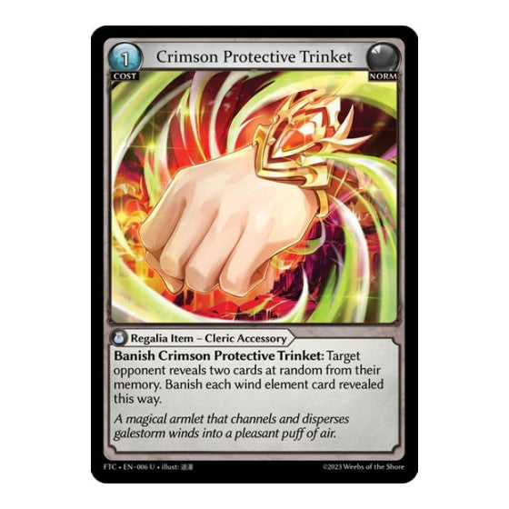 Crimson Protective Trinket (FTC) #006 Uncommon (Lightly Played) Fractured Crown Grand Archive TCG: 2023