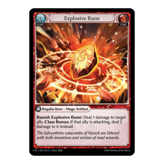 Explosive Rune (FTC) #012 Rare (Lightly Played) Fractured Crown Grand Archive TCG: 2023