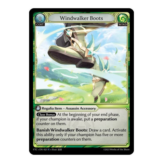 Windwalker Boots (FTC) #021 Rare (Lightly Played) Fractured Crown Grand Archive TCG: 2023
